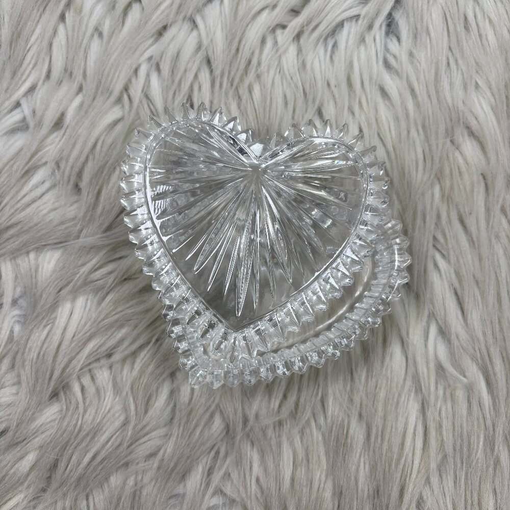 Clear Cut Glass Heart Shaped‎ Trinket Dish